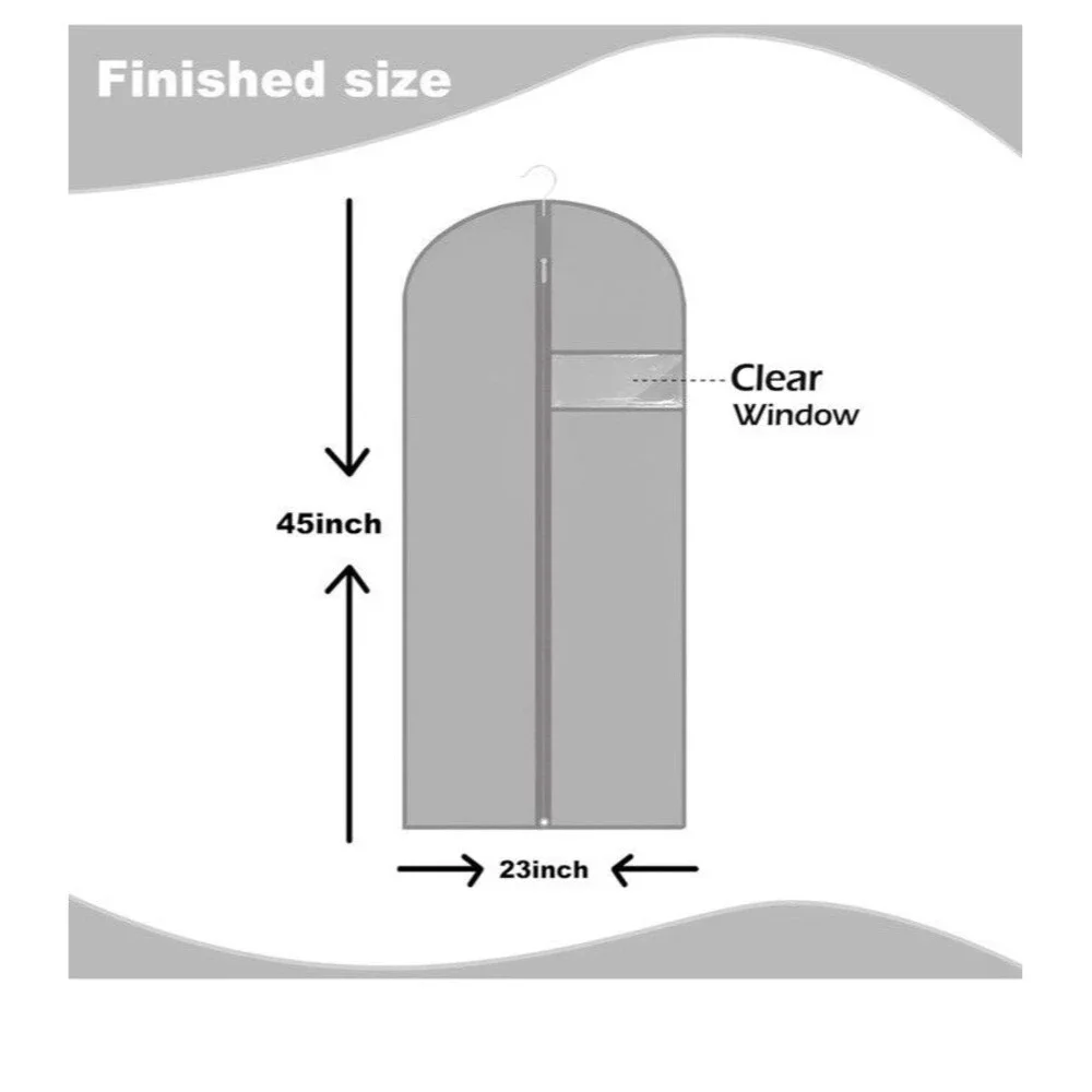 2 Pk! Dress Bags for Gowns Long,45'' Garment Bag Suit Bag Travel 1 Black/1 Gray